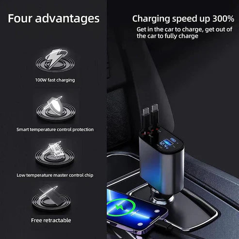 4 in 1 Retractable Car Charger